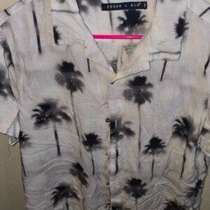 Edgar + Ash Black and White Short Sleeve Button Up Mens XL